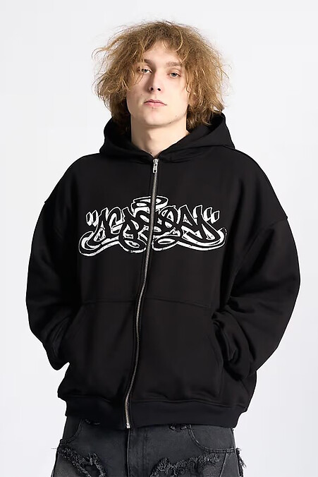 Oversizowa bluza z kapturem Tag w kolorze czarnym - #8043331