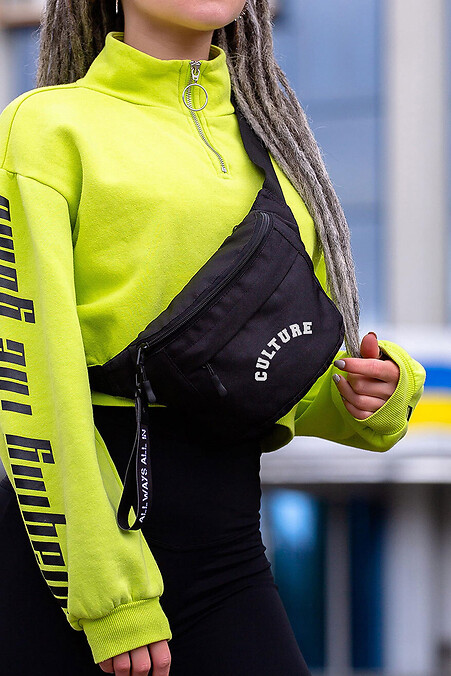 Жіноча Сумка Бананка Барсетка Через Плече  з Принтом Culture Black - #8055331