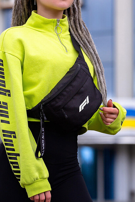 Жіноча Сумка Бананка Барсетка Через Плече  з Принтом F1White Black - #8055339