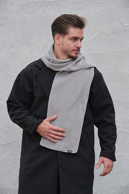 Men's gray fleece scarf - #8049341