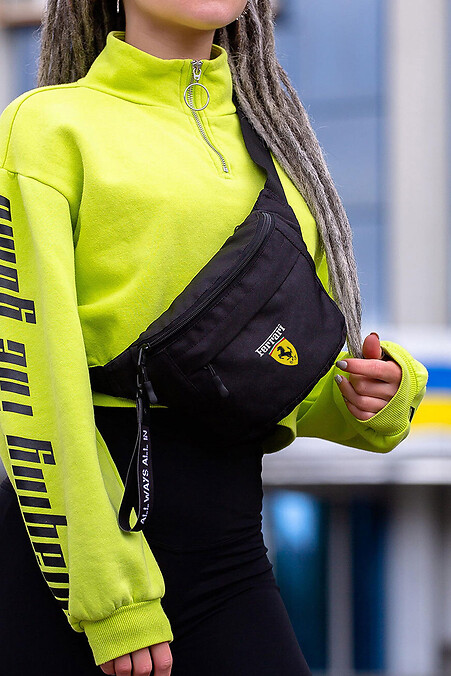 Жіноча Сумка Бананка Барсетка Через Плече  з Принтом Ferrari Black - #8055341