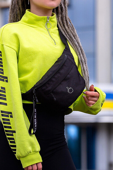 Damska saszetka na ramię Banana Bag z nadrukiem Finger Print Czarny - #8055343
