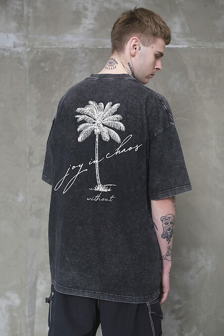 Joy Palma Black Washed Oversized T-Shirt - #8056344