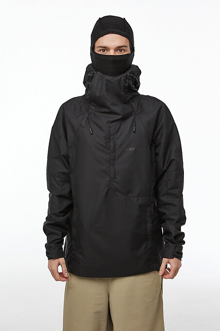 Men's anorak with raincoat on membrane in black color - #8037348