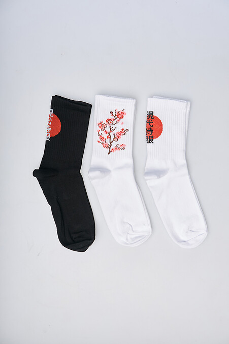 Set of women's socks with embroidery "Japan" - #8037349