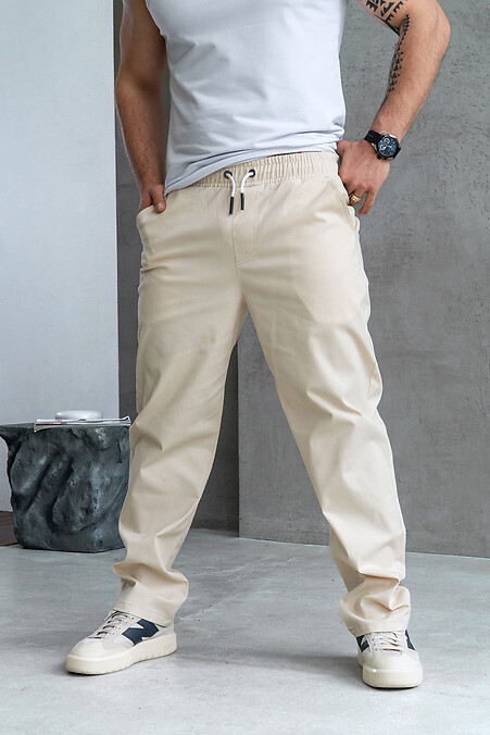Spodnie męskie Casual straight beige - #8034350