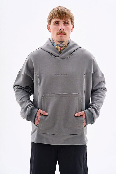 Oversized Hoodie Rund Grau - #8037351
