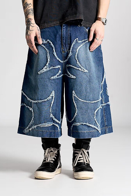 Męskie dżinsowe szorty oversize Savage w kolorze niebieskim - #8043351