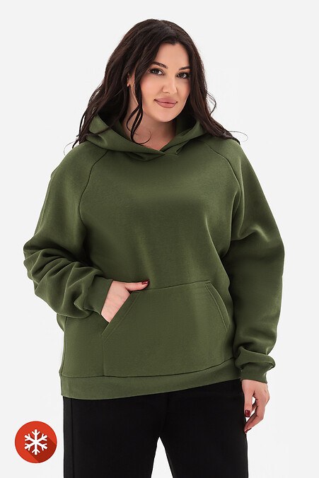 Утеплене худі ONE кольору хакі - #3043353