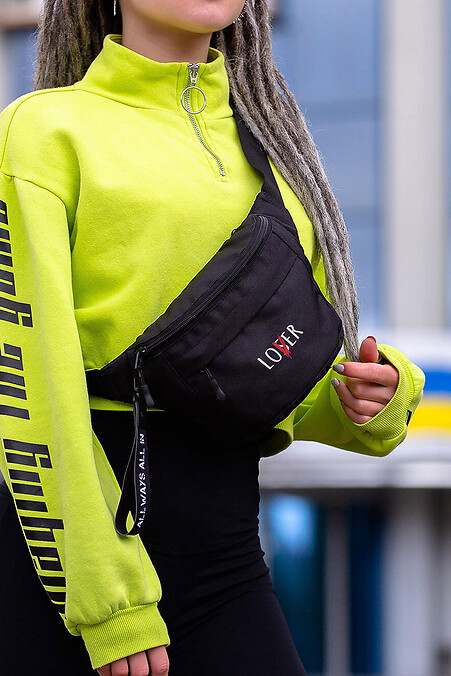 Жіноча Сумка Бананка Барсетка Через Плече  з Принтом Lover Black - #8055353