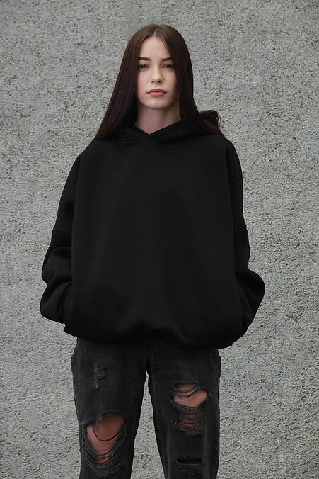Women's Oversized Hoodie Sweatshirt With Hood Without Art Black. Sweatshirts, hoodies. Color: black. #8049355