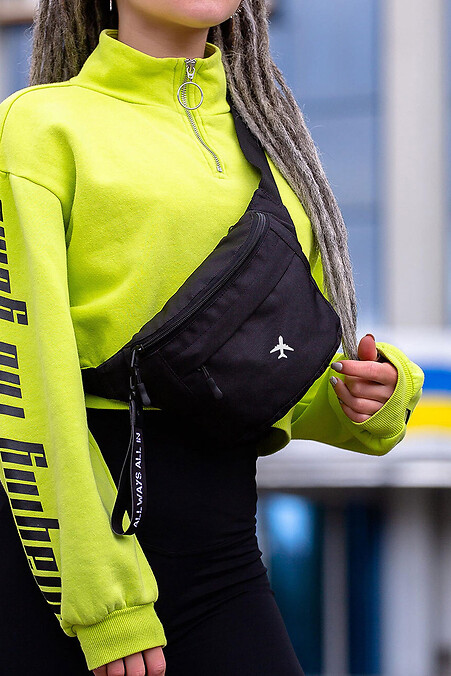 Жіноча Сумка Бананка Барсетка Через Плече  з Принтом Plane Black - #8055361