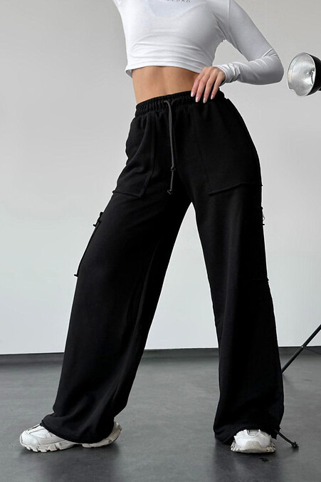 Women's cargo pants Forte, black. Trousers, pants. Color: black. #8031364