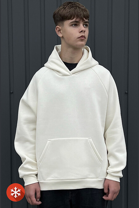 Утеплене худі ONE молочного кольору - #8000365