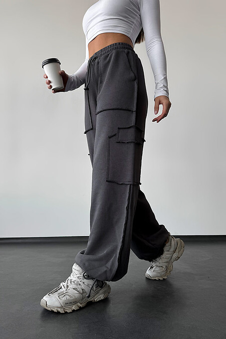Women's cargo pants Forte, graphite. Trousers, pants. Color: gray. #8031365
