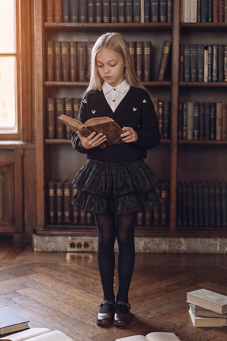 Black children's plain microfiber tights - #2040367
