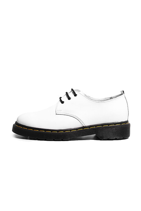 Białe skórzane buty ze sznurowadłami - #4205369