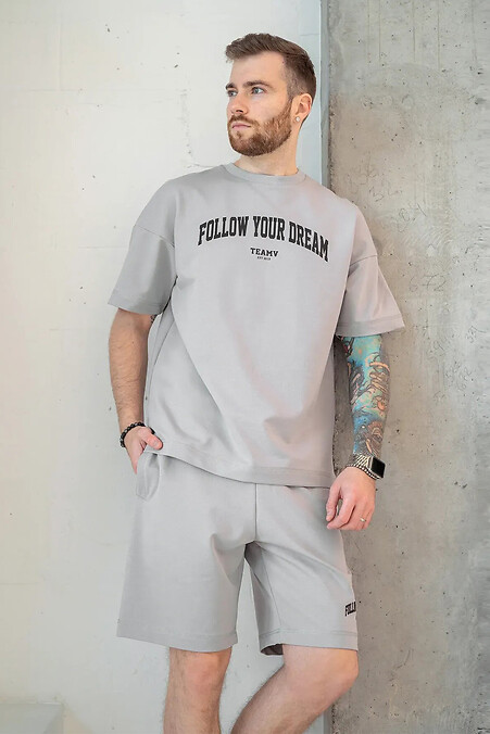 Men's summer suit with print Dream Grey - #8034369