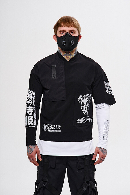 Men's long sleeve with prints Takesha 2.0 black - #8037373