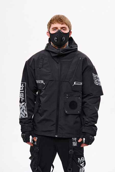 Herren Windbreaker mit „Darknet“-Prints, schwarz - #8037375