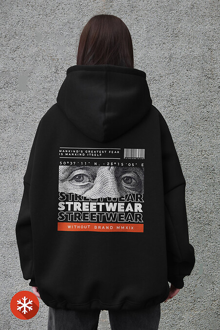 Жіноче Оверсайз Худі Толстовка На Флісі З Капюшоном Та Принтом Without Streetwear Black. Світшоти, худі. Колір: чорний. #8049377