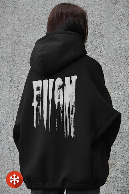 Жіноче Оверсайз Худі Толстовка На Флісі З Капюшоном Та Принтом Without Fight Black. Світшоти, худі. Колір: чорний. #8049379