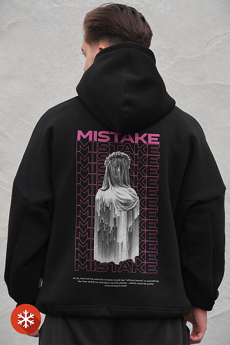 Męska bluza oversize z kapturem i nadrukiem Without Mistake Black - #8049384