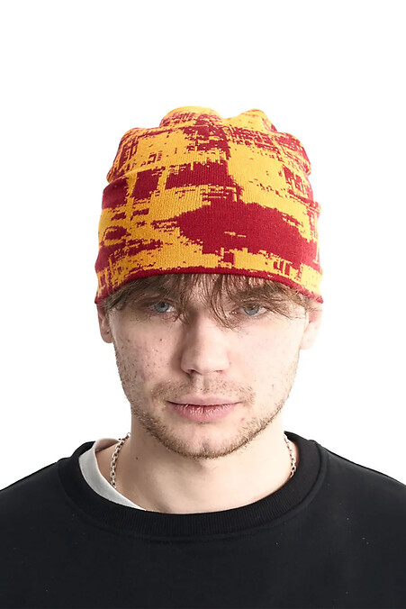 Czapka unisex Noise czerwono-musztardowa - #8043388