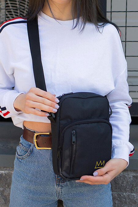 Messenger Bag Schultertasche für Frauen mit Krone Schwarzer Aufdruck - #8055389