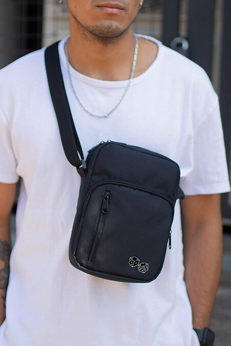 Herren-Kuriertasche Umhängetasche mit Würfelaufdruck Schwarz - #8055390