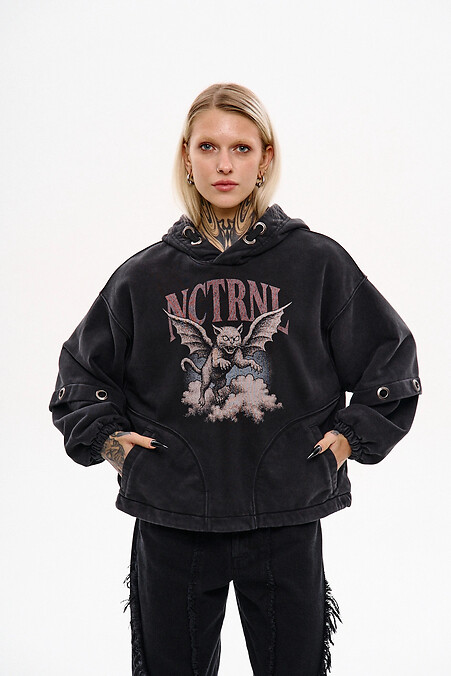 Oversize-Hoodie für Damen, Modell Angel, schwarz - #8037392