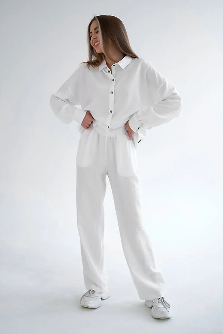 Women's summer suit with shirt and pants Milk - #8034393