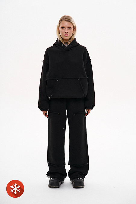 Жіночий спортивний оверсайз костюм NCTRNL Полар, чорний - #8037393