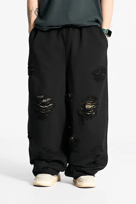 Męskie sportowe spodnie oversize RIFT, czarne - #8043395