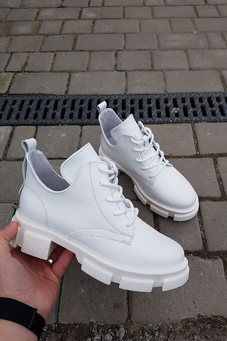 Женские ботинки кожаные весенние белые. Ботинки. Цвет: белый. #8019397