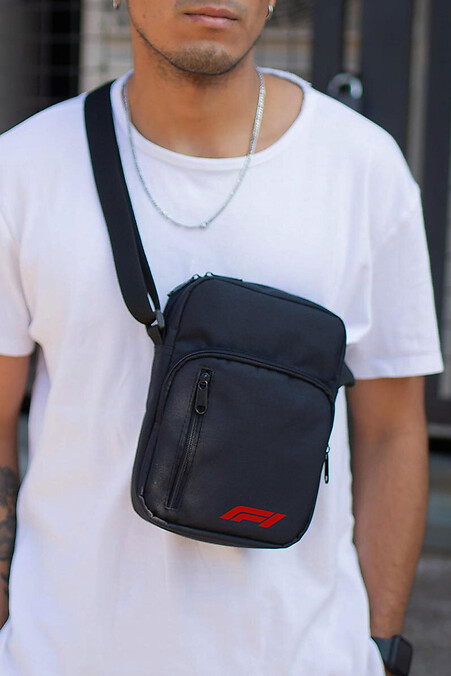 Men's Messenger Bag Shoulder Pouch with Print F1Red Black - #8055398
