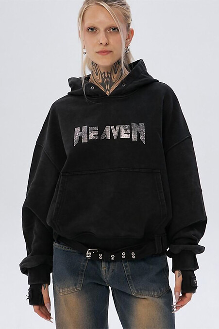 Худі жіноче Хевен чорного кольору. Світшоти, худі. Колір: чорний. #8037399