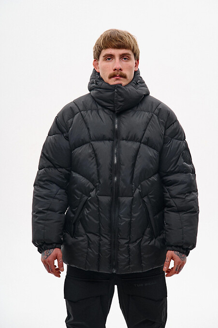 Winterdaunenjacke mit abnehmbarer Kapuze, Modell „Bison“, in Schwarz - #8037404