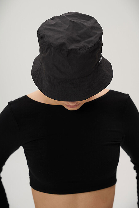 Women's Panama Hat Made of Crinkled Raincoat Black - #8056417