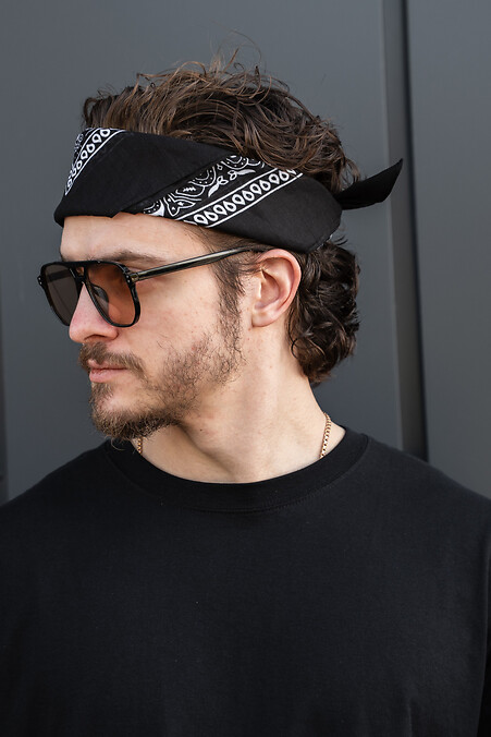Men's Cotton Bandana Scarf Black - #8056418