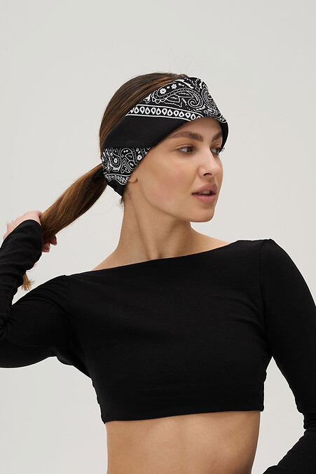 Women's Cotton Bandana Scarf Black - #8056419