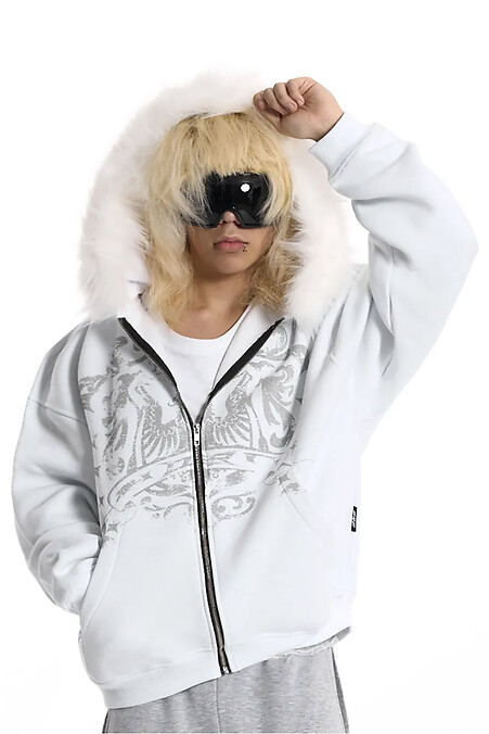 OGP Furhood Weiße Skinny-Jacke mit Reißverschluss - #8043420