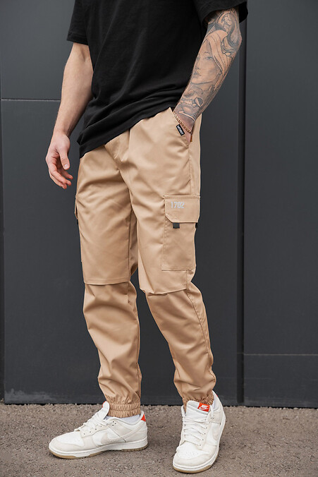 Мужские Хлопковые Брюки Карго Without Reflective Beige - #8056422