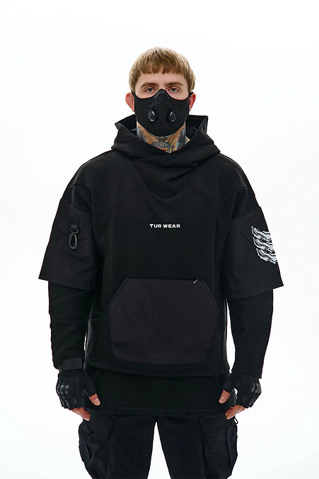 Чоловіче худі з тринитки та принтами "Рівер", чорний - #8037426