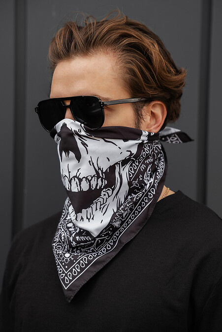 Herren-Baumwoll-Bandana-Schal ohne Roger, Schwarz - #8056428