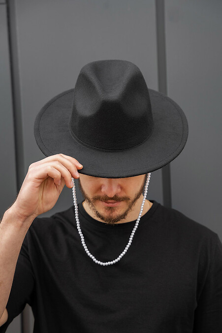 Herren-Fedora-Hut mit Perlen, Schwarz - #8056432