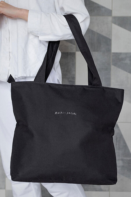 Damen Eco-Shopper Stofftasche mit Aufdruck AntiSocial Schwarz - #8055438