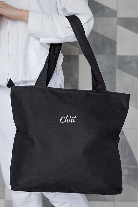 Damen Eco-Shopper Stofftasche mit Aufdruck Chill Schwarz - #8055440