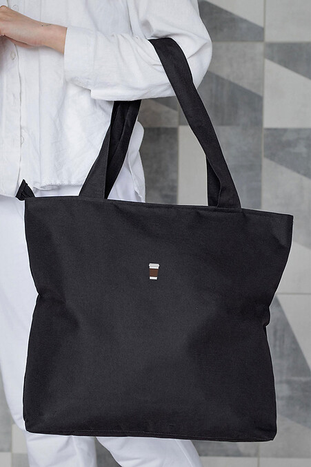 Damen Eco-Shopper Stofftasche mit Aufdruck Coffee Schwarz - #8055441