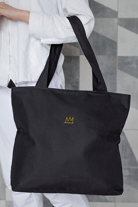 Жіноча Сумка Еко-Шопер Тканинна З Принтом Crown Black - #8055442